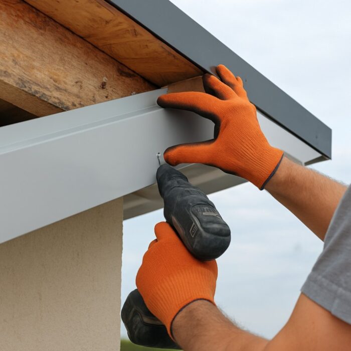 Professional soffit and fascia installation on house roofline in Kildare