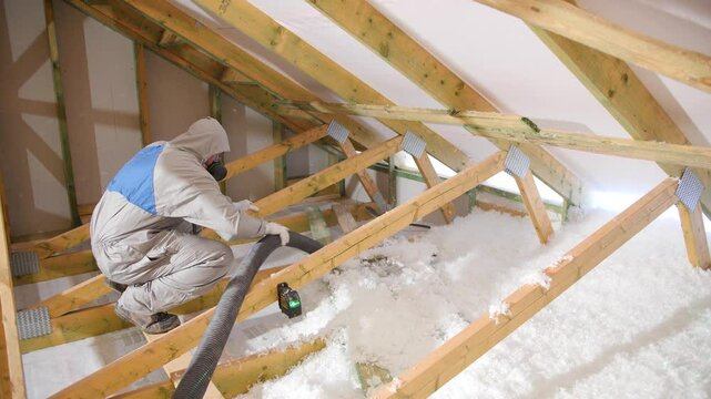 Professional attic insulation installation in home attic space in Kildare Ireland